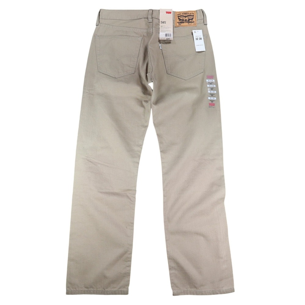 Levi's 505 Regular Fit Jeans Mens 32x30 Khaki Tan Straight Leg NWT 00505-0718